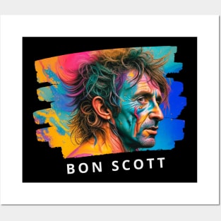 vector art a colorful paint illustration of Bon Scott Posters and Art